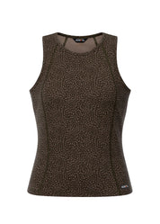 Kerrits Printed Sport Tank in Mocha brown on white background