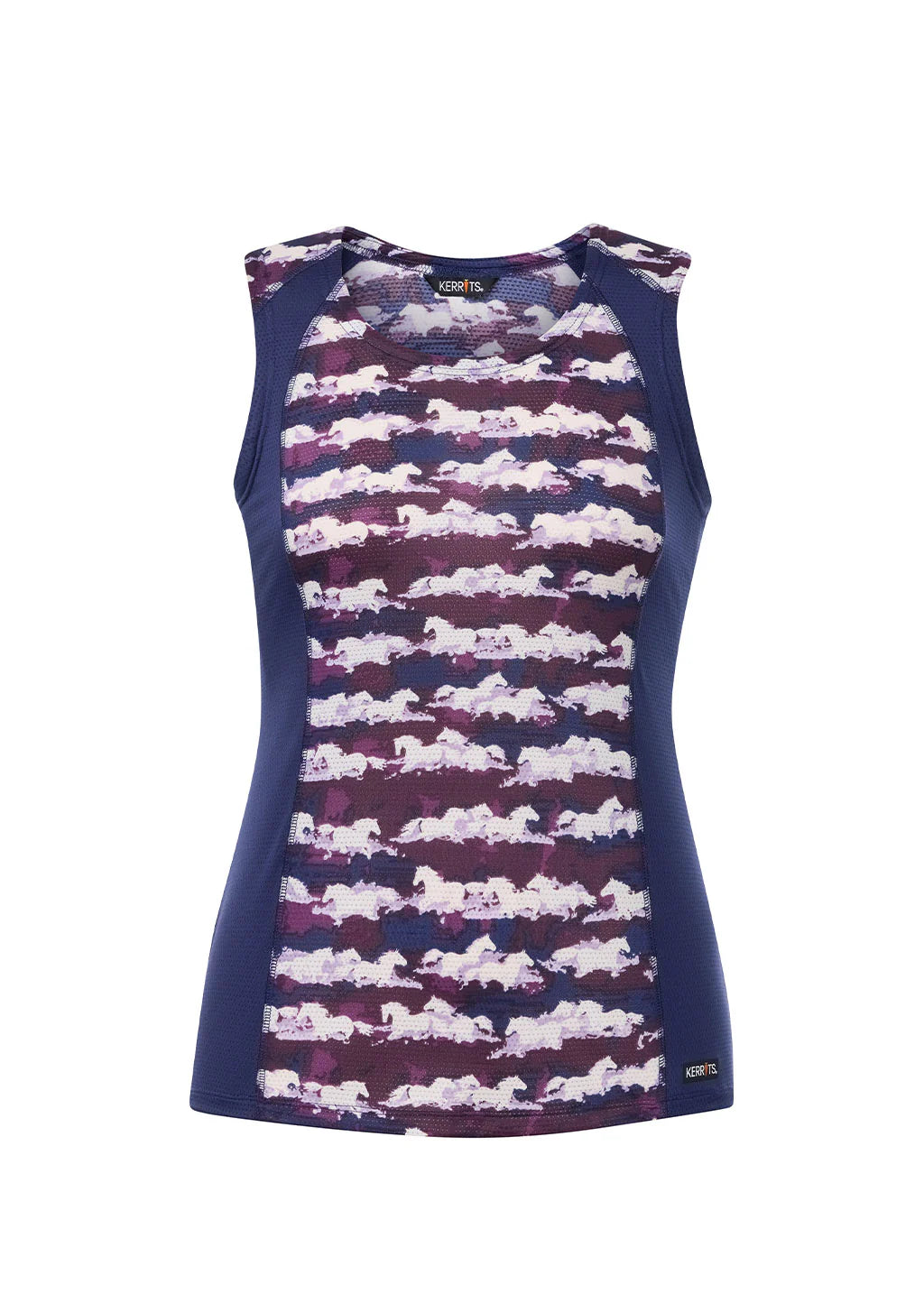 Front view of the purple Kerrits EquiBreeze Ice Fil Tank on a white background