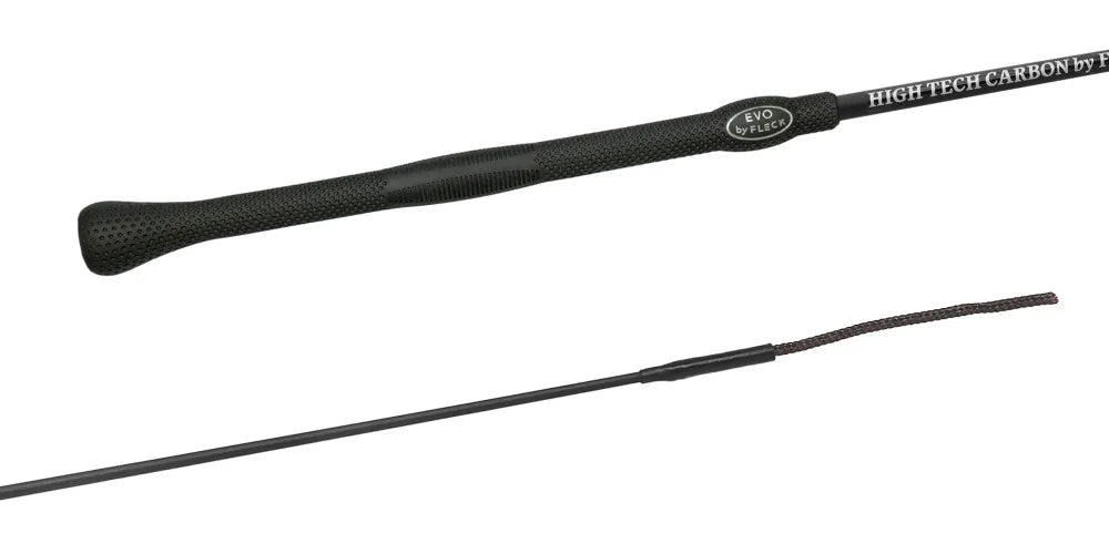 Handle and lash views of the Fleck Carbon Ultralight EVO Grip Whip on a white background