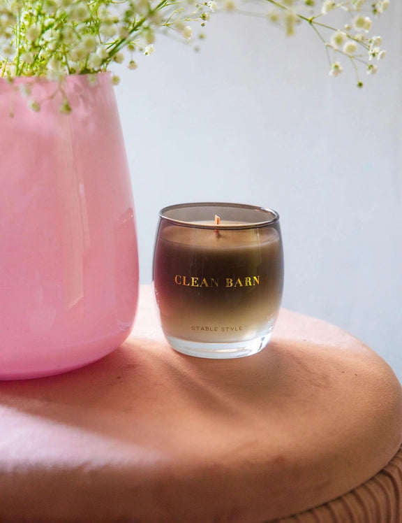 Front view of the Clean Barn Stable Style Soy Wax Candle