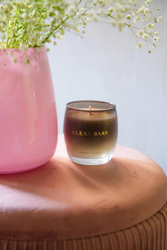 Front view of the Clean Barn Stable Style Soy Wax Candle