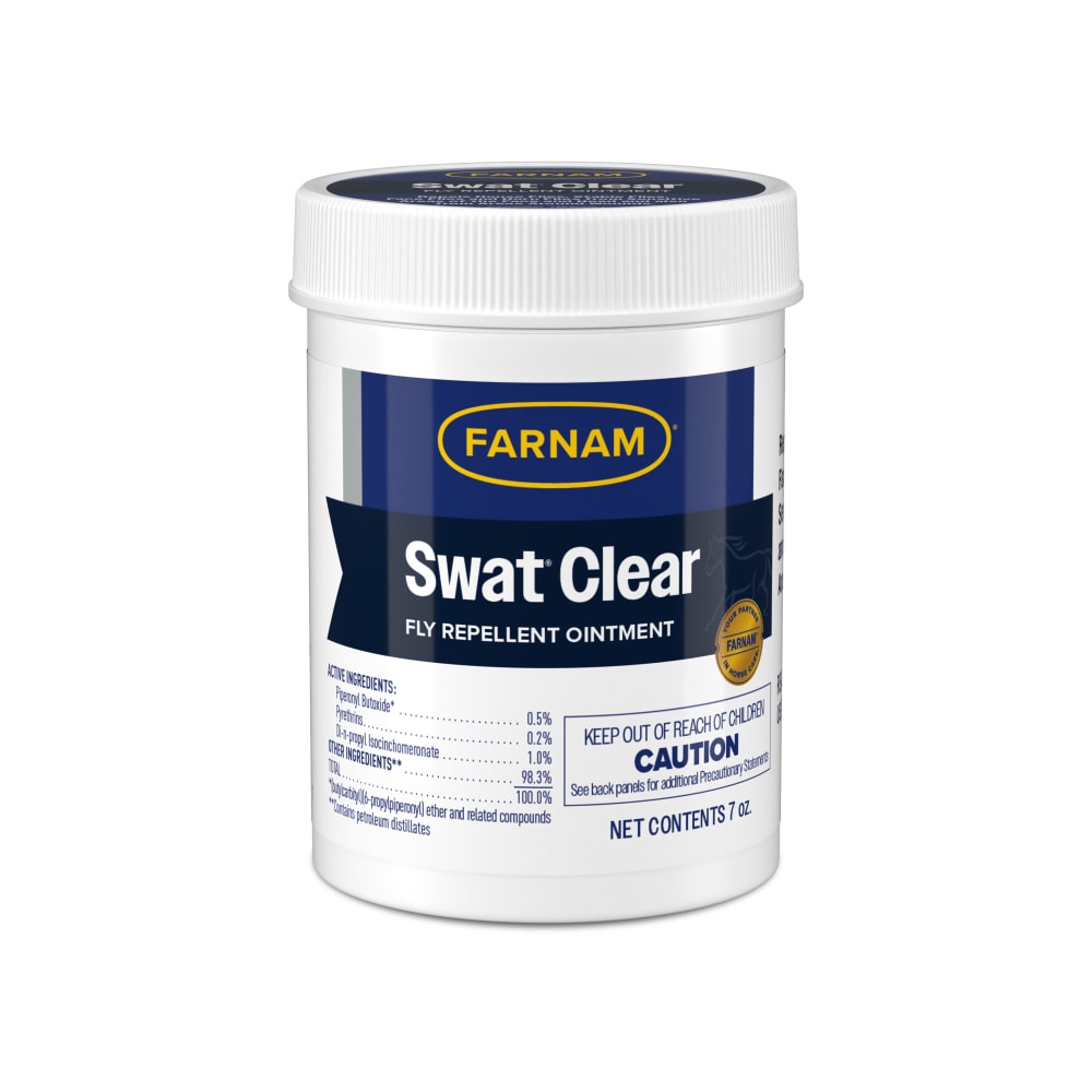 Front view of a 7 oz jar of Farnam Swat Fly Repellent Ointment on a white background