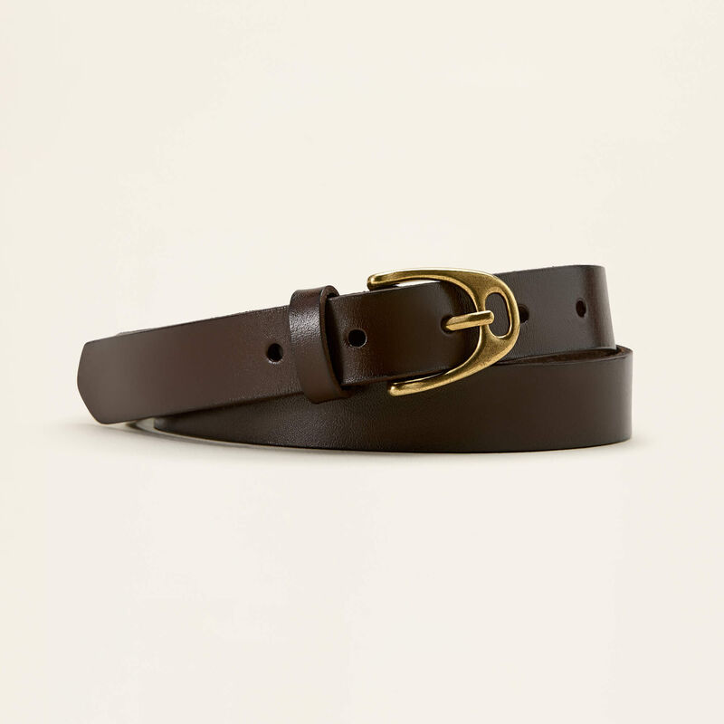 View of the Chocolate Ariat Hunter Belt on a plain background