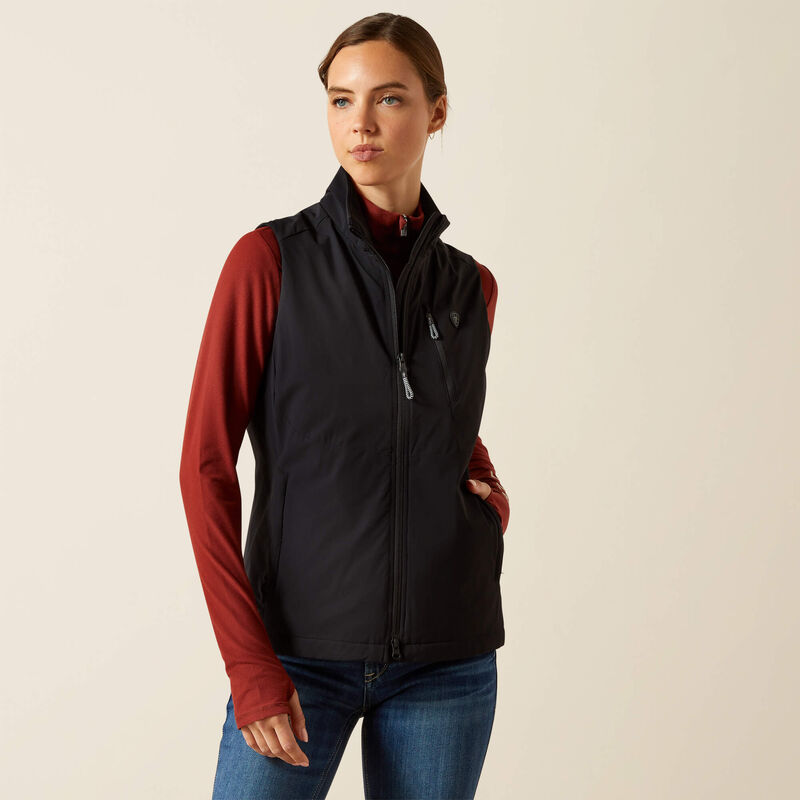 Full Zip vest shown in black on model in front of plain white background