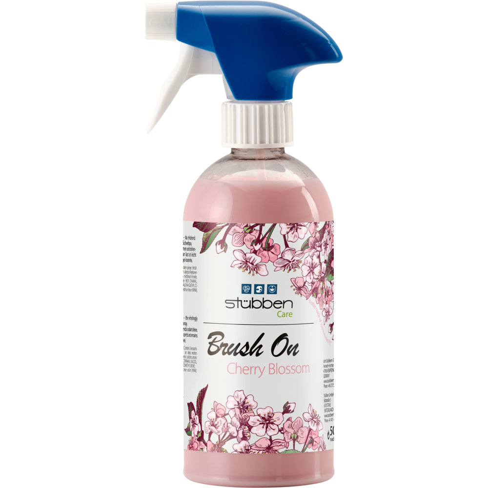 Front view of the cherry blossom Stubben Care "Brush On" spray on a white background