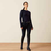 Front view of a model wearing the Show Navy Ariat Sustain Long Sleeve Baselayer