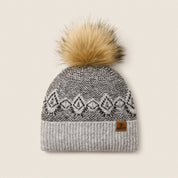 Front view of the Gray Heather Ariat Willow Beanie on a plain background