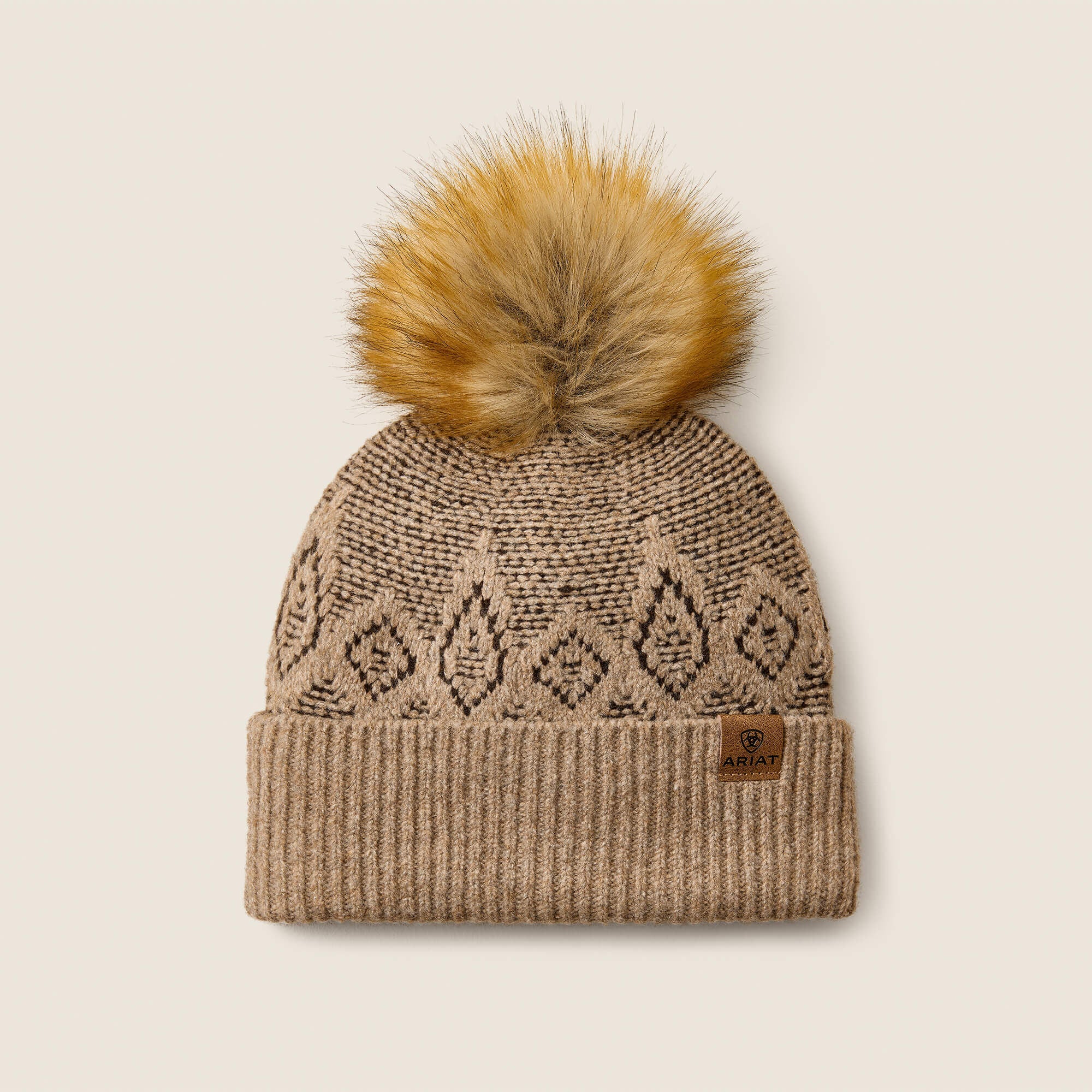 Front view of the Earth Heather Ariat Willow Beanie on a plain background