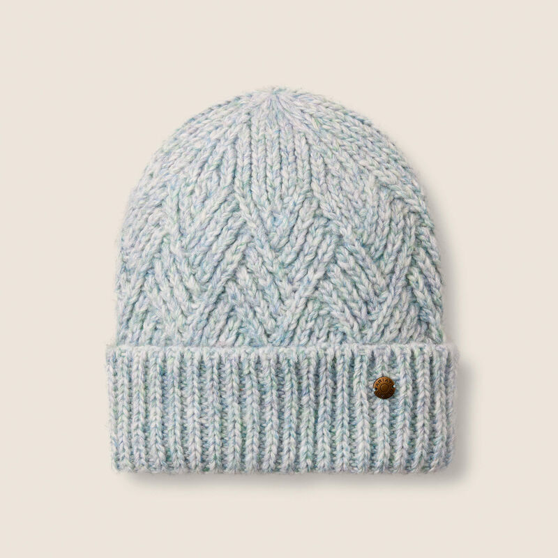 Front view of the Sky Blue Ariat Avalon Beanie on a plain background