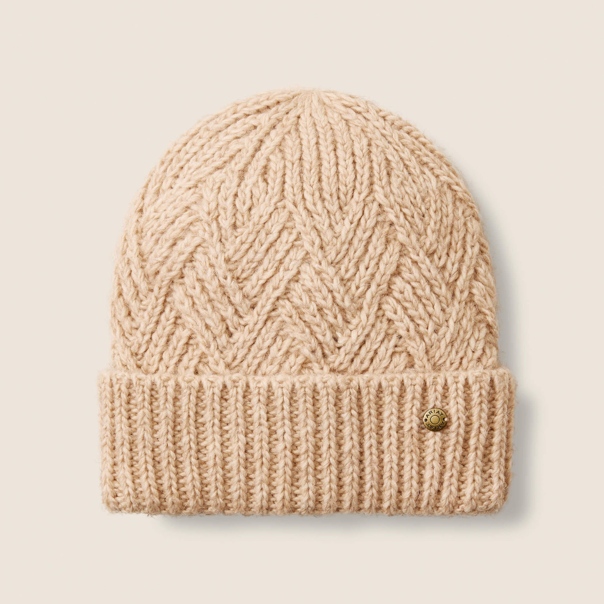 Front view of the Blush Ariat Avalon Beanie on a plain background