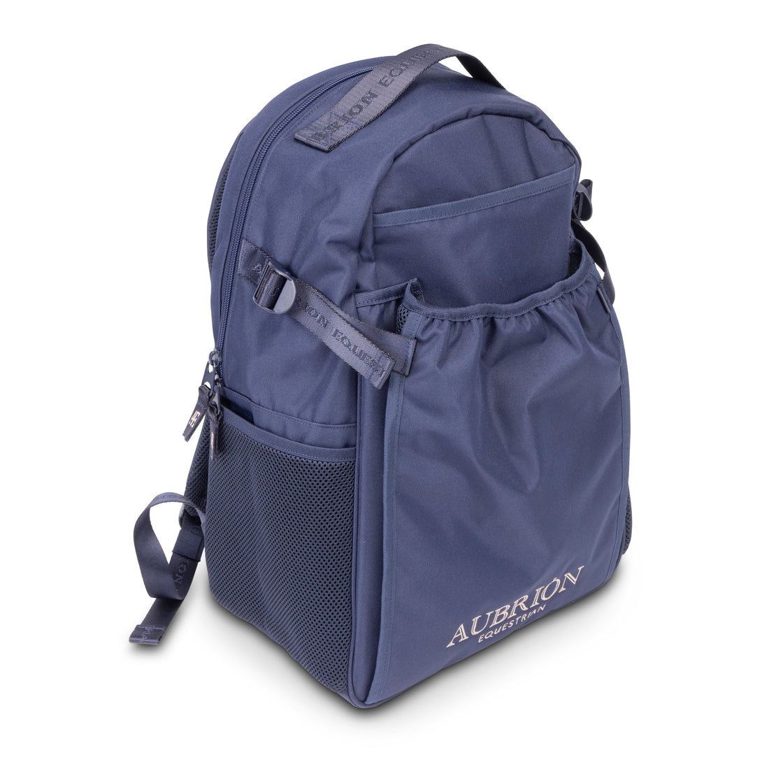 Front view of the Navy Aubrion Equestrian Back Pack on a white background