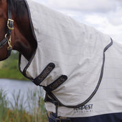 Close-up view of the neck cover that comes with the Shires Tempest Original Summer Shield Set in white