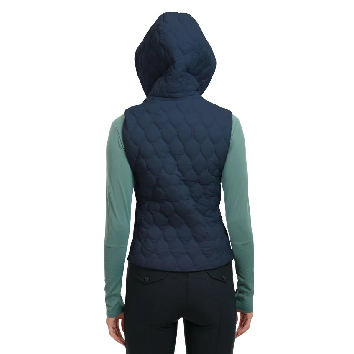 Back view of a female model wearing the Night Sky RJ Classics Riley Vest on a plain background