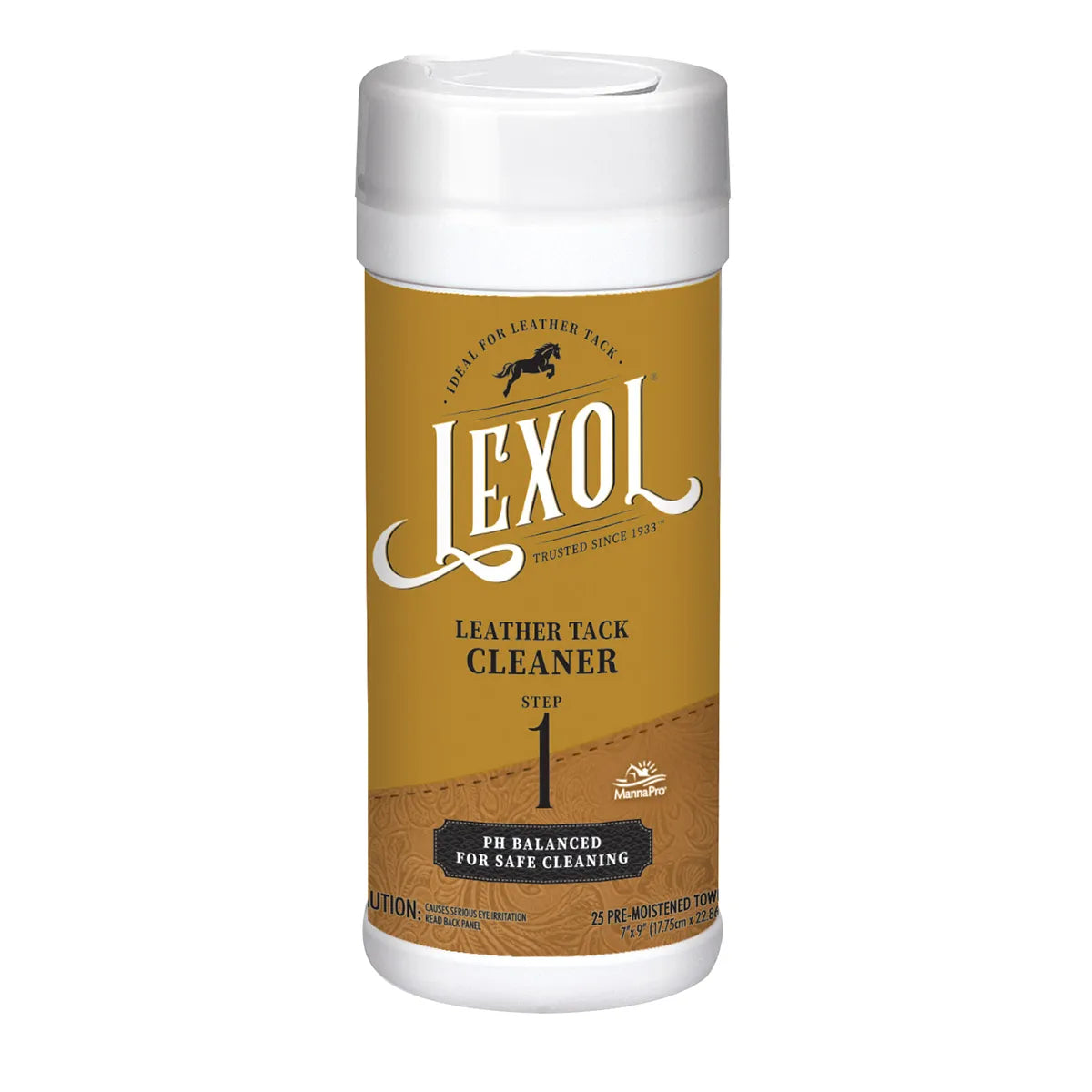 Front view of the Lexol Leather Tack Cleaner Wipes on a plain background