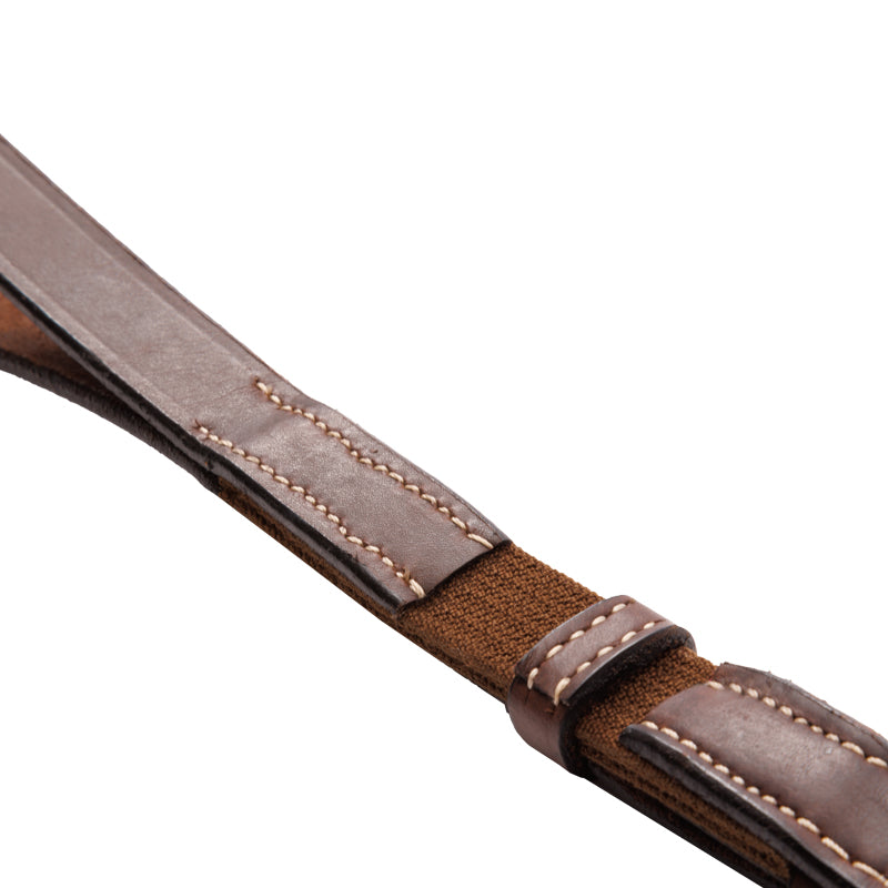 Close-up view of the Brown Kavalkade Jerome Breastplate on a white background