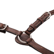 Close-up view of the Brown Kavalkade Jerome Breastplate on a white background
