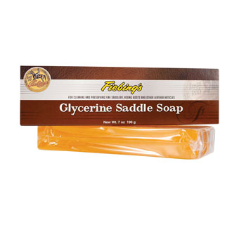 Side view of a package of Fiebing's Glycerin Saddle Soap Bar on a white background