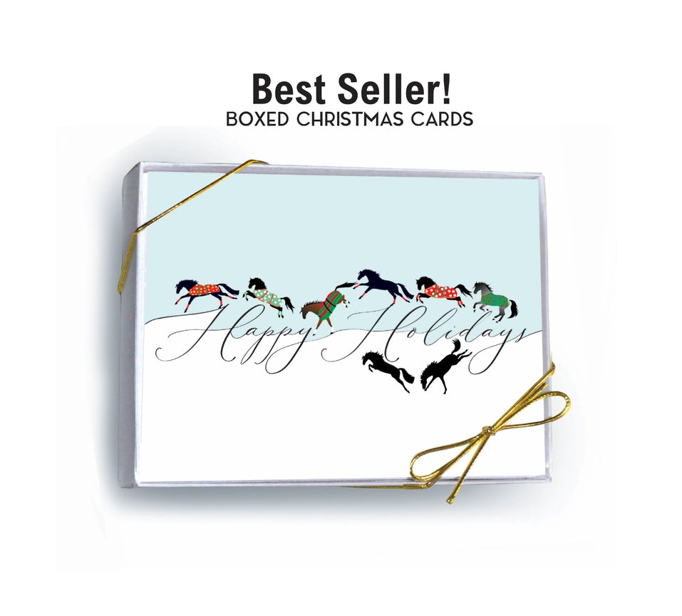 Front view of the Canter & Jumping Horse Hollow Press Holiday Greeting Card Box Set