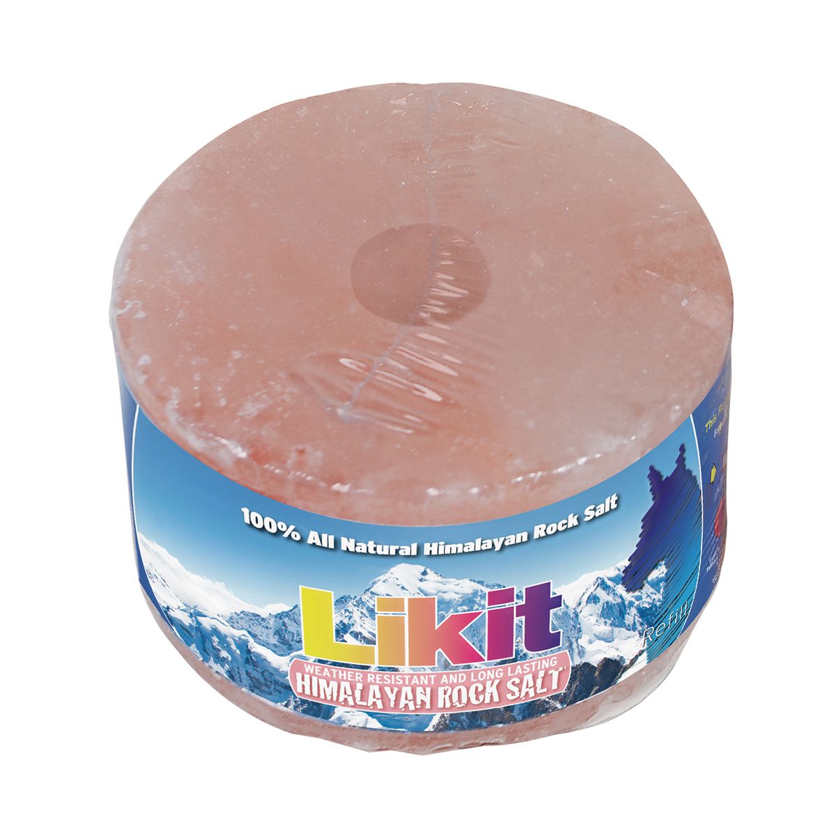 View of the Likit Himalayan Salt Lick Refill on a white background