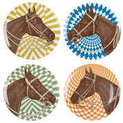 Full view of the ThomasPaul Equestrian Melamine Side Plate Set/4 on a white background