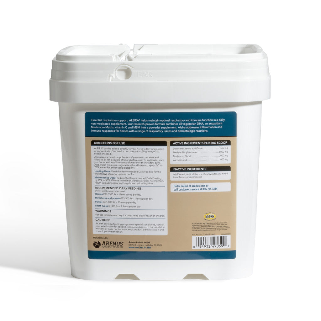 Back view of the 5.6 lb Arenus Aleira container on a white background