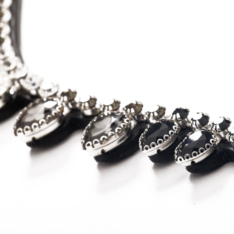 Close-up view of the tear drop rhinestones on the Kavalkade Empress Browband on a white background
