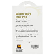 Back view of the Epona Mighty Muck Hoof Pick in its original package on a white background