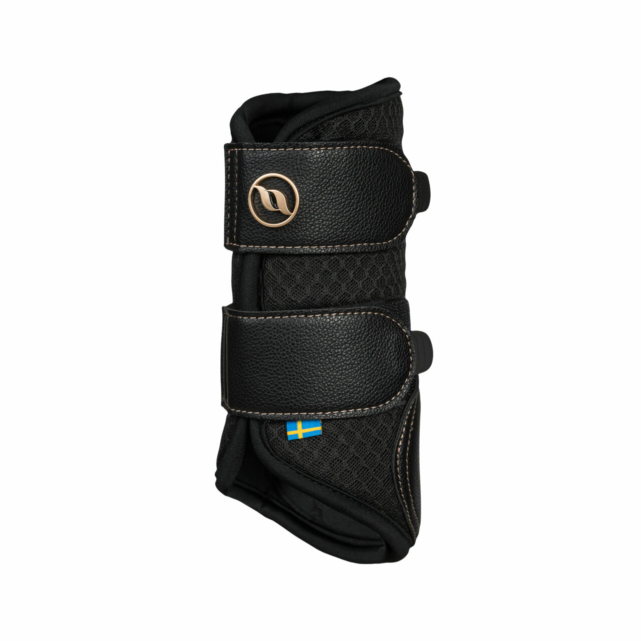 Angled front view of a black Back on Track Deep Nights Brush Boot on a white background