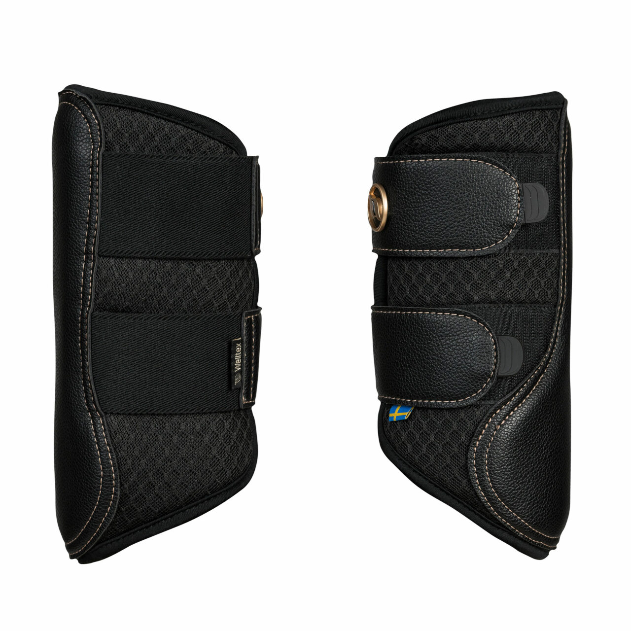 Side-by-side views of the black Back on Track Deep Nights Brush Boots on a white background