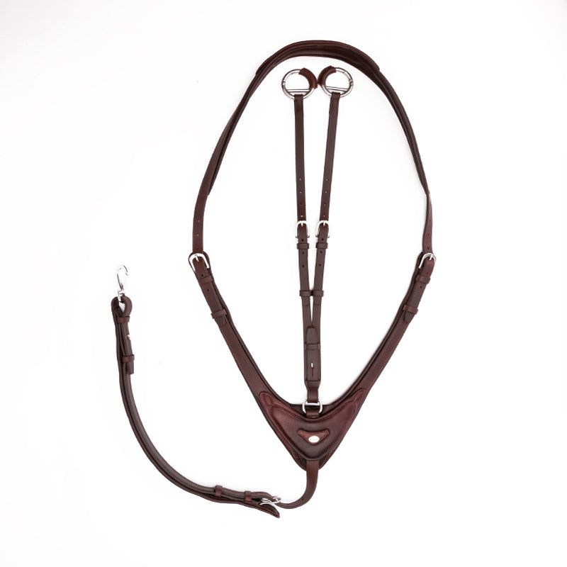 View of the Brown Kavalkade Azriel Padded Martingale on a white background