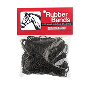 Front view of a package of 500 black Rubber Braid Brands
