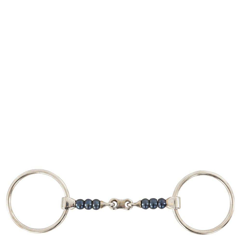 Full view of the BR Double Jointed Loose Ring Sweet Iron Snaffle on a white background