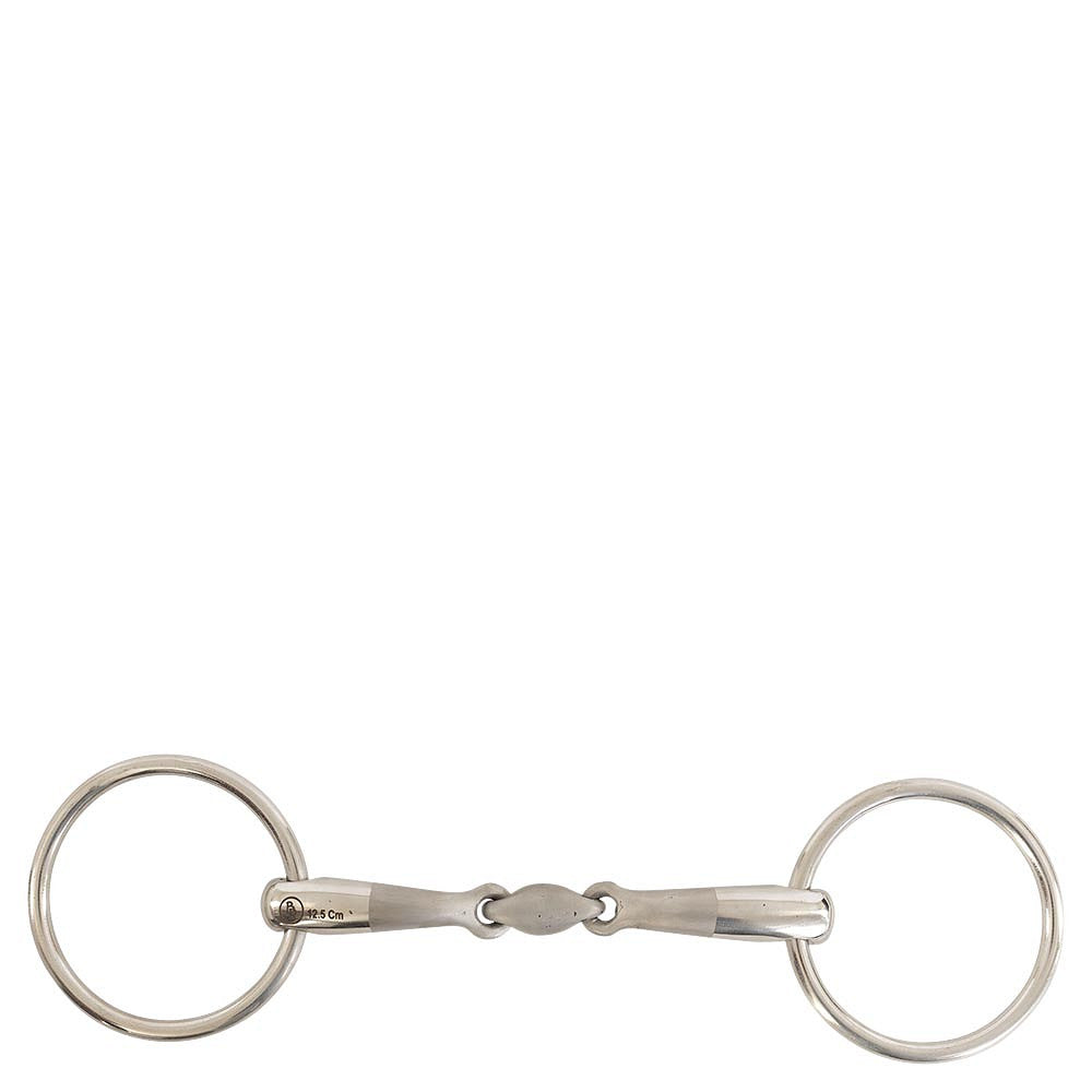 Full view of the BR Loose Ring Double Jointed Water Snaffle Satin Sense 16 mm on a white background