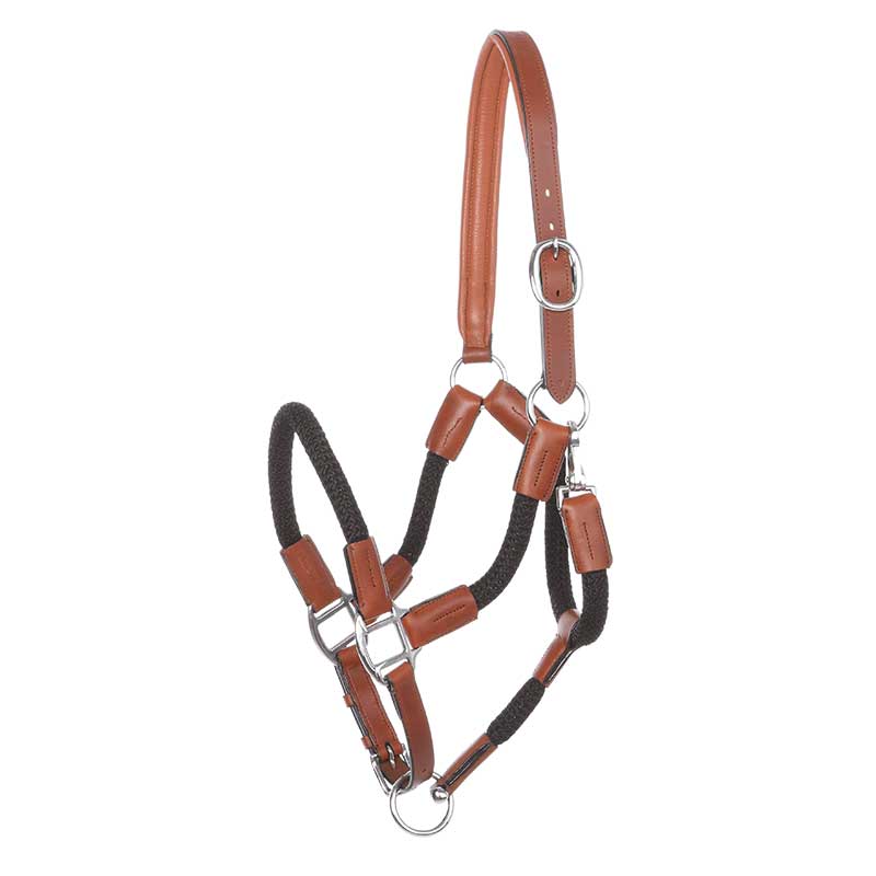 black Kavalkade Cavo Leather Rope Halter Set on a white background