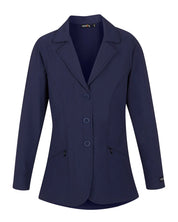 Front view of the Navy Kerrits Kids Stretch Competitor Show Coat on a plain background