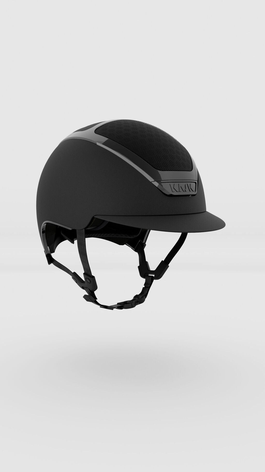 Angled front view of the black Kask Dogma Chrome Helmet on a plain background