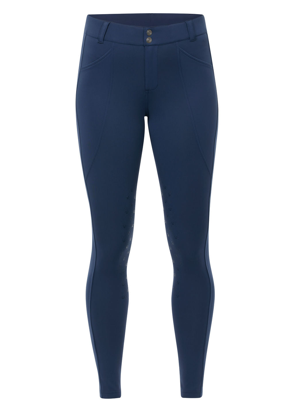 Front view of the Nightfall Kerrits Free Motion Coolcore Knee Patch Breech on a plain background