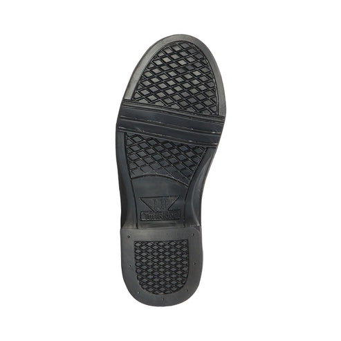 Bottom view of a Black TuffRider Women's Starter Front Zip Paddock Boot on a white background