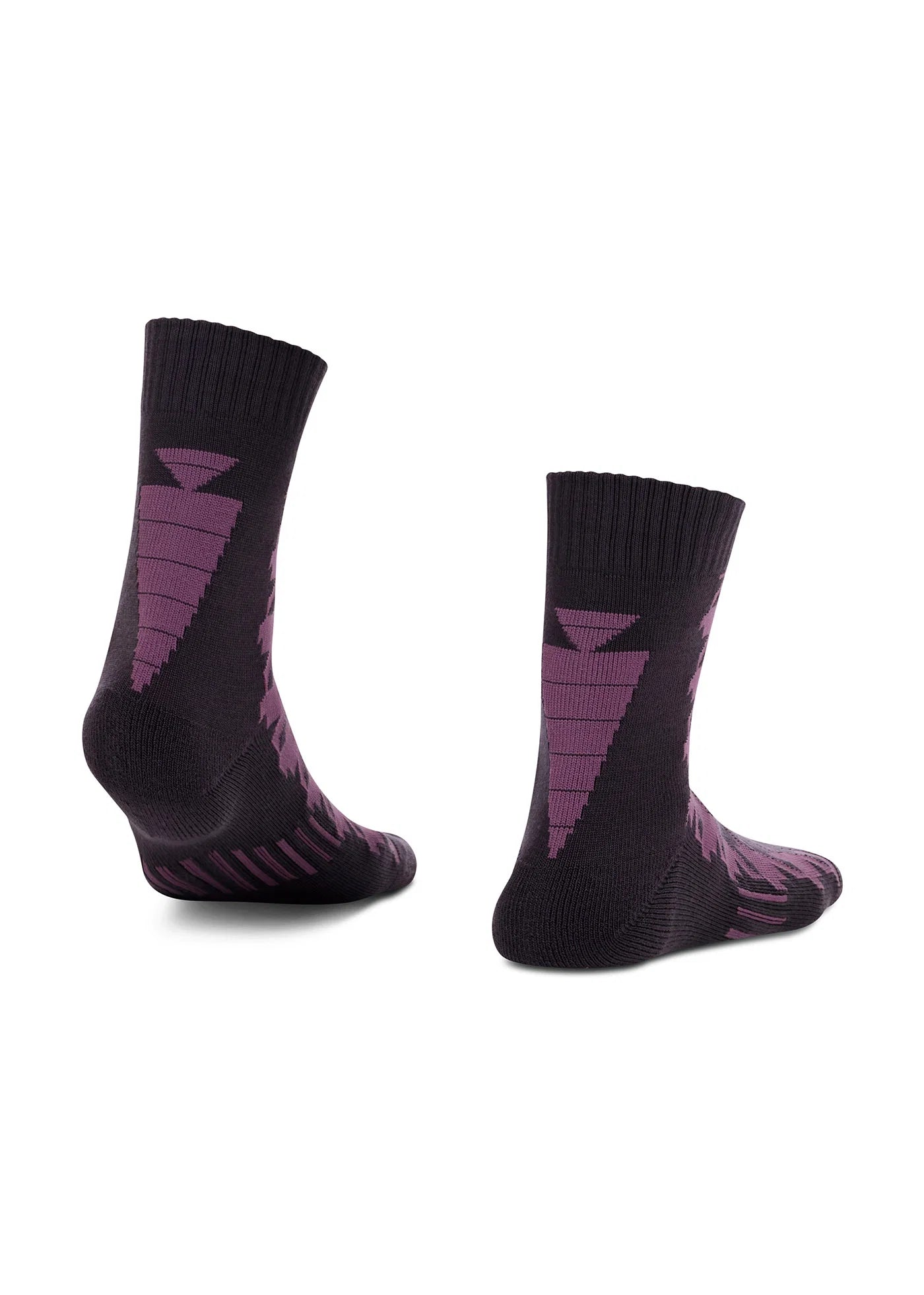 Back views of a pair of Elderberry Kerrits Houndstooth Wool Paddock Boot Socks on a white background