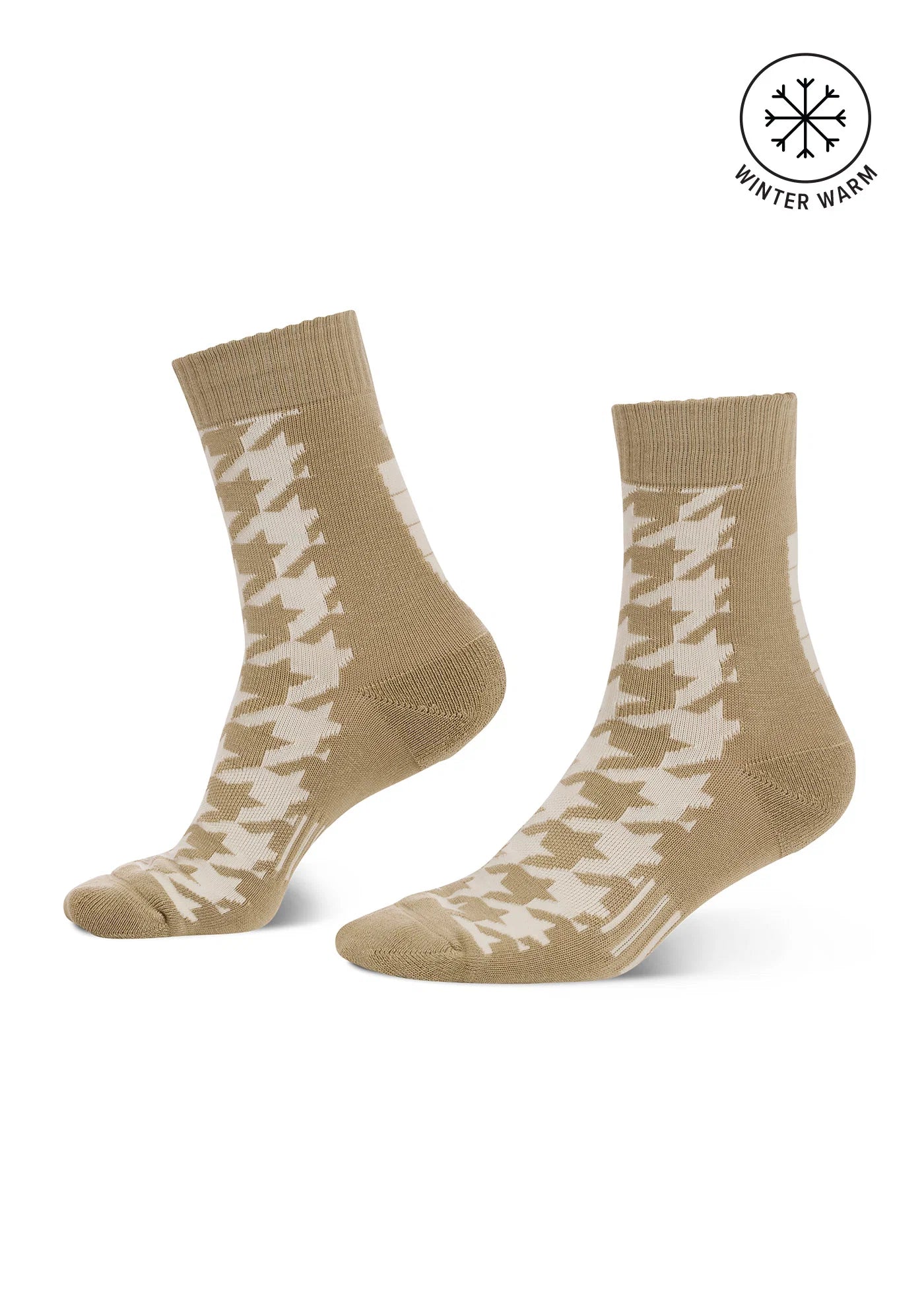 Side views of a pair of Vanilla Kerrits Houndstooth Wool Paddock Boot Socks on a white background