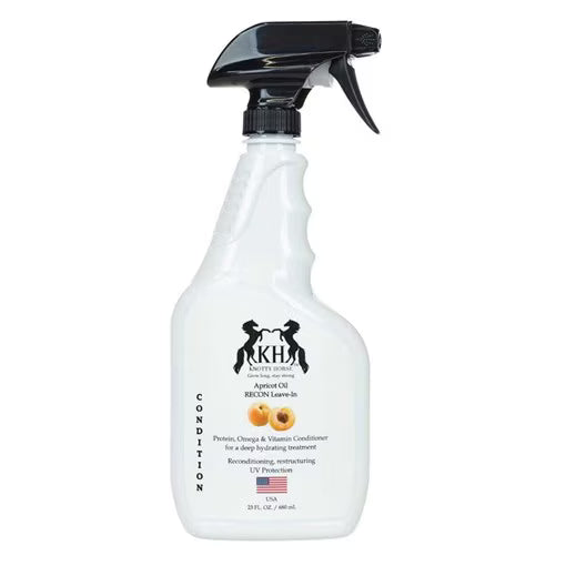 Front view of a bottle of Knotty Horse Apricot Liquid Gold on a white background