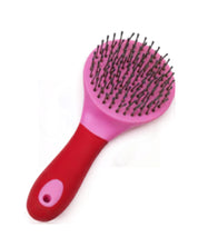 View of the Red qui-Essentials Soft Touch Mane & Tail Brush on a white background