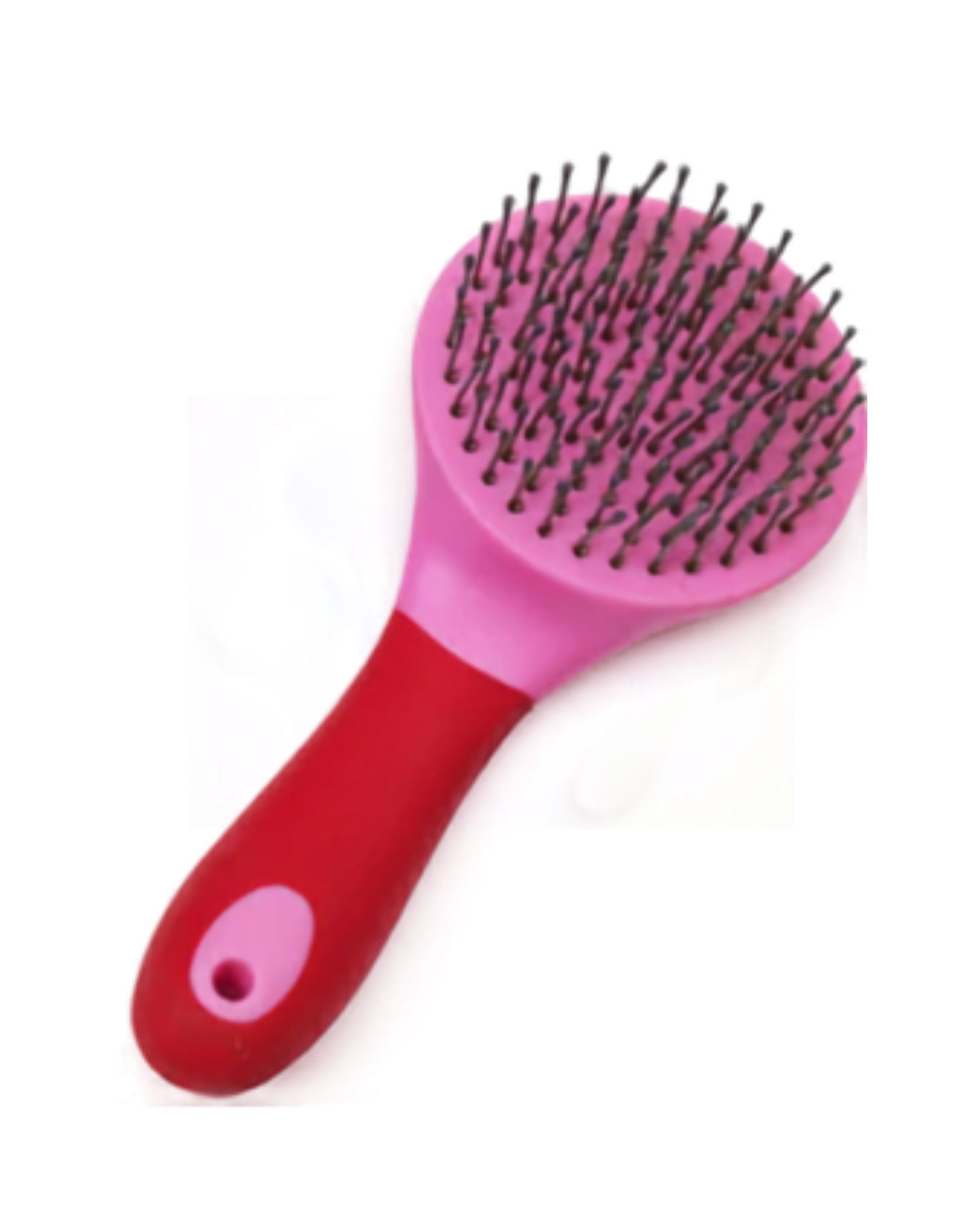 View of the Red qui-Essentials Soft Touch Mane & Tail Brush on a white background