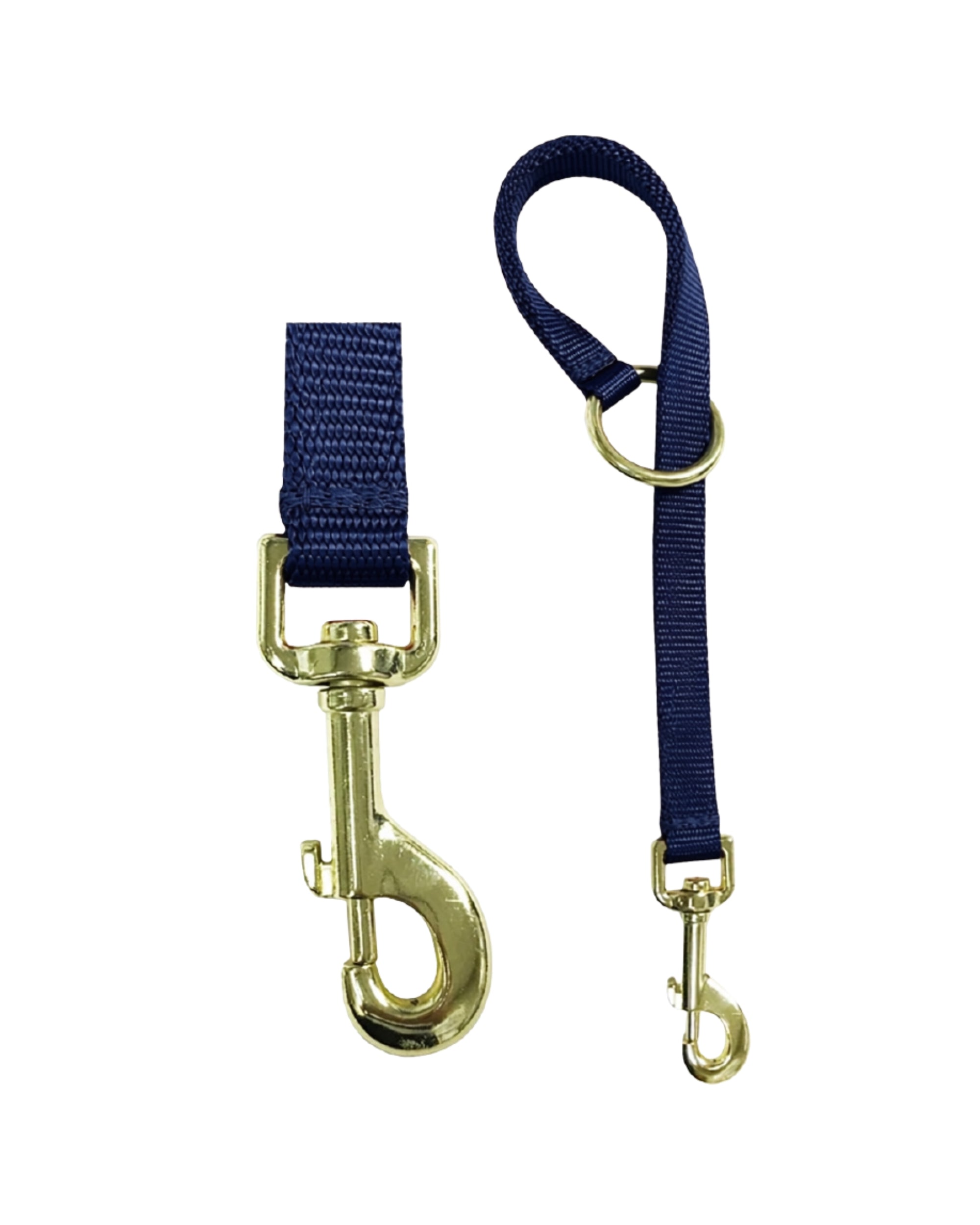 Side-by-side views of the snap and full navy Jacks Nylon Quick Fix Bucket & Utility Strap on a white background