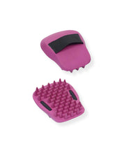 Front and back views of the Pink Equi-Essentials Ergo Grip Groomer on a white background