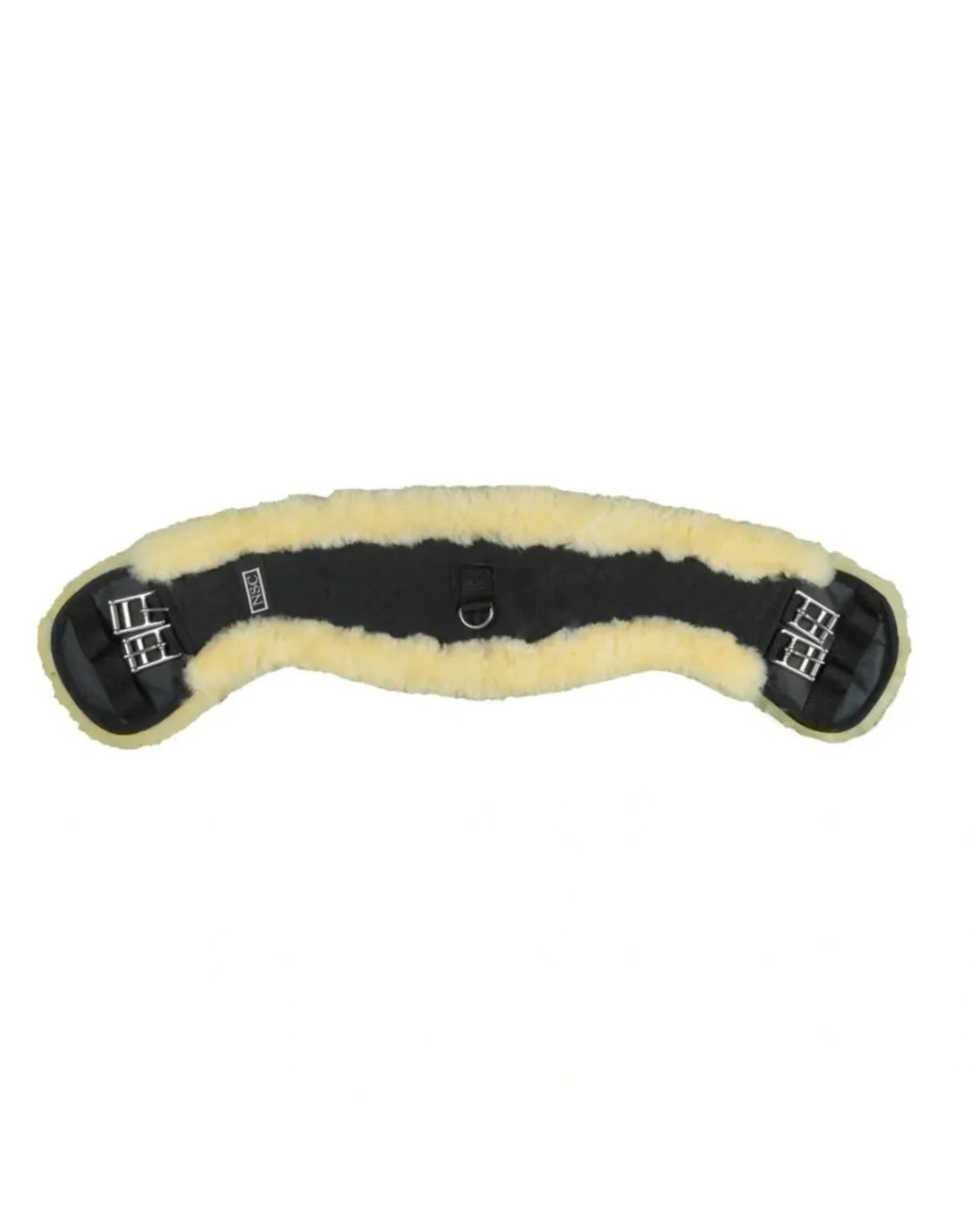 View of the NSC Natural Sheepskin Moon Dressage Girth on a white background