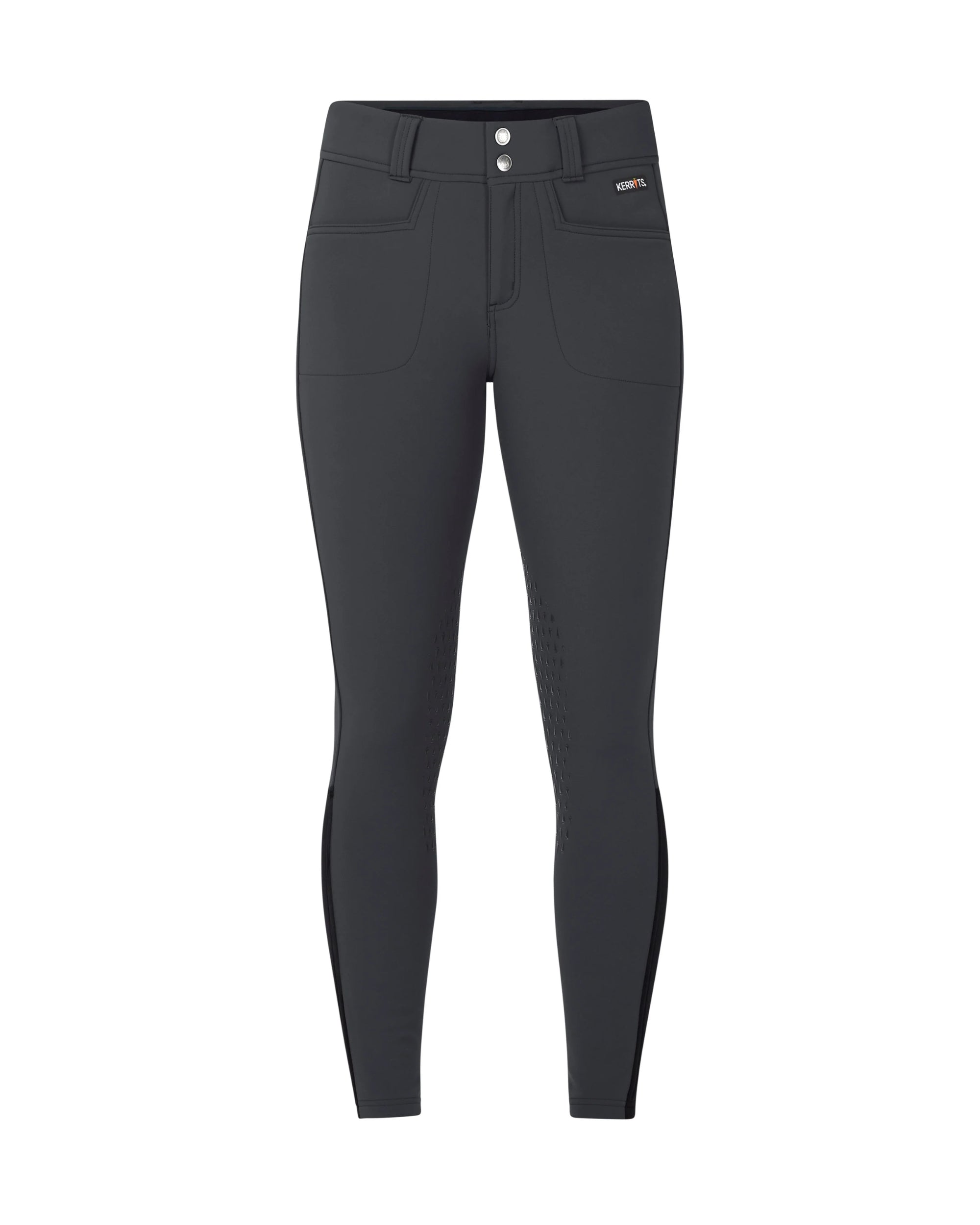 Front view of the Carbon Kerrits 3-Season Tailored Knee Patch Breech on a white background