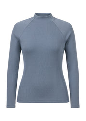 Front view of the Dusty Blue Kerrits Align Textured Mock Neck on a white background