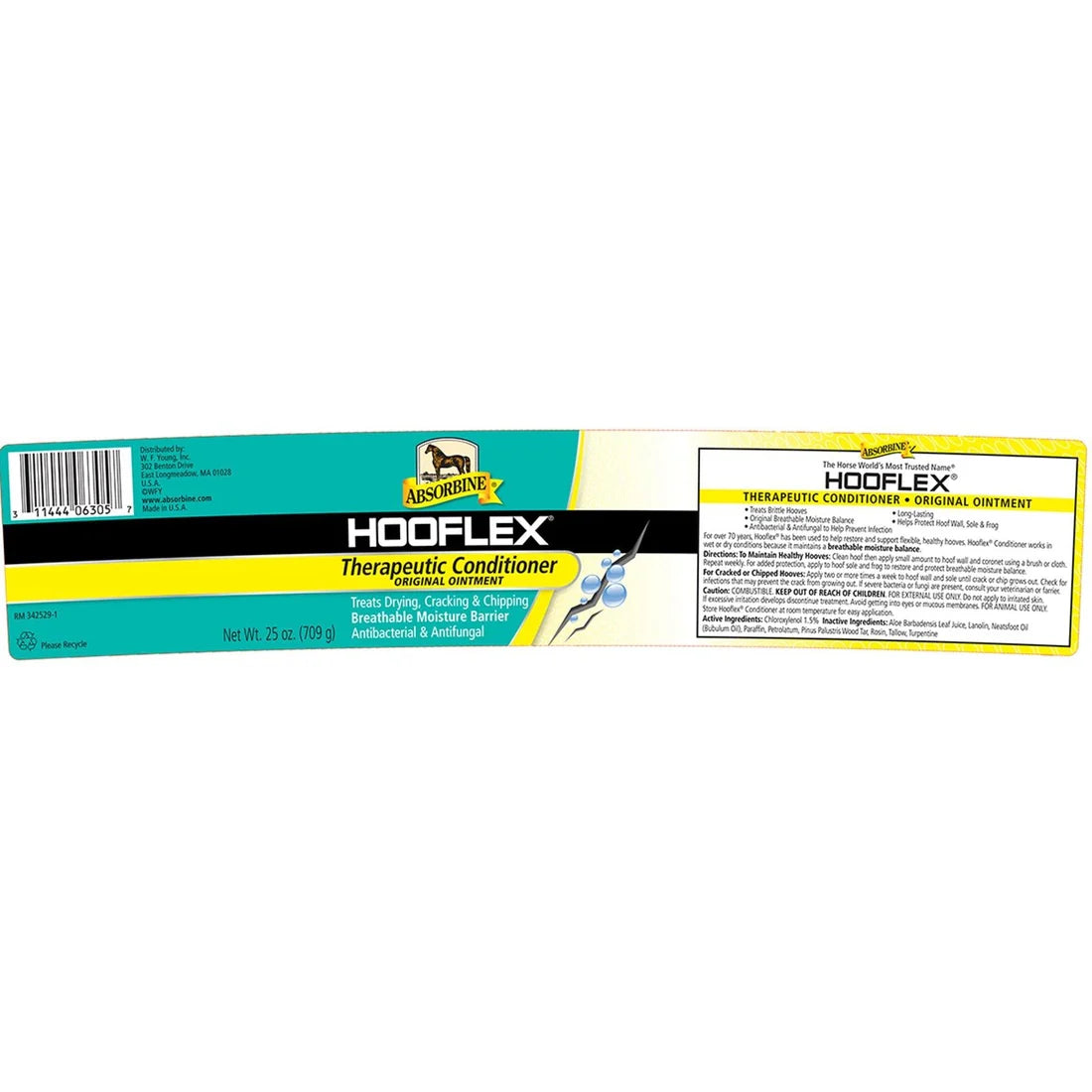 View of the Hooflex Therapeutic Conditioner Ointment label on a white background