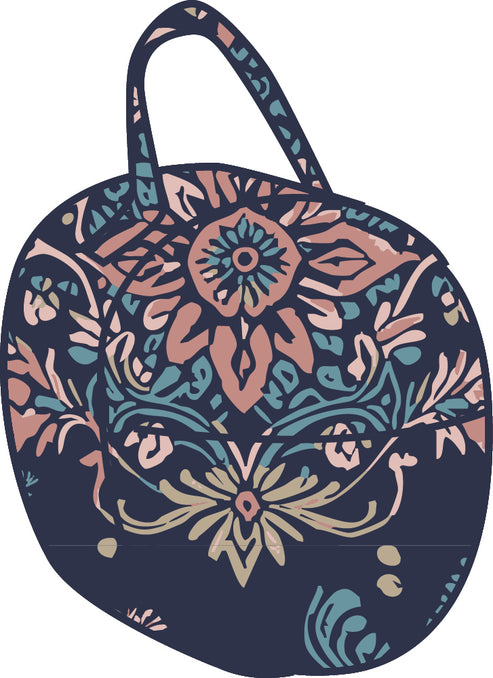 Designer Sketch of the Navy Paisley Ovation 1200D Helmet Bag on a white background